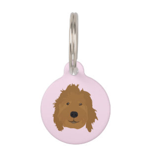 Niedliches Goldendoodle-Gesicht Rosa Haustiermarke