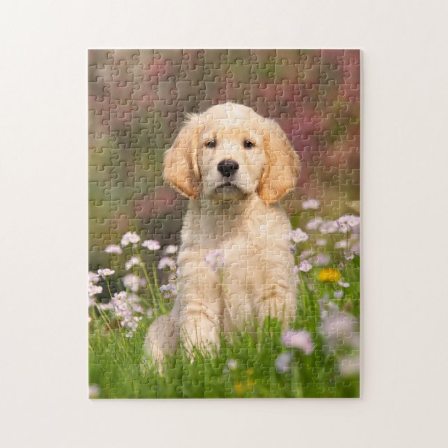 Niedliches goldener Retriever-Hundewelpen-Spiel Puzzle (Vertikal)