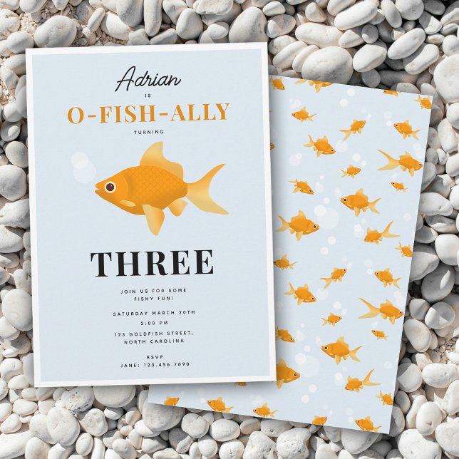 Niedliches Goldfish Kindergeburtstag Party Einladung (Cute Goldfish Swimming Water Kids Birthday Party Invitation)