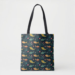 Niedliches Goldfish Koi Aquatic Pflanze Muster