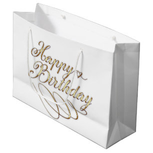 niedliches goldweißes Happy Birthday Party Große Geschenktüte