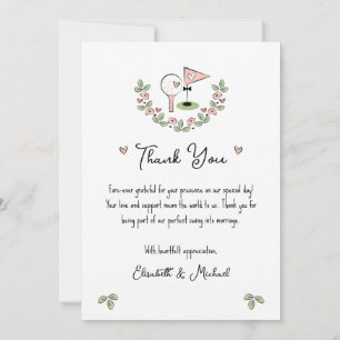 Niedliches Golf Themed Wedding Dankeschön Card mit Einladung
