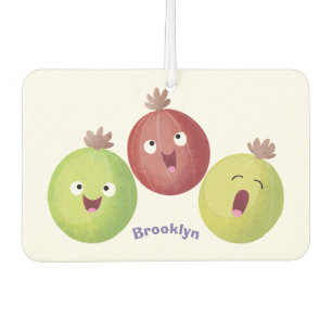 Niedliches Gooseberry-Trio mit Cartoon Autolufterfrischer