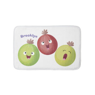 Niedliches Gooseberry-Trio mit Cartoon Badematte