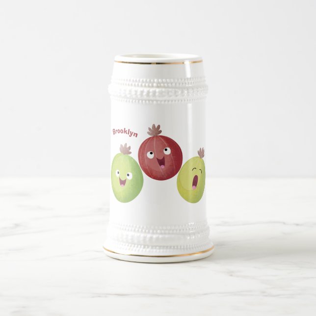 Niedliches Gooseberry-Trio mit Cartoon Bierglas (Mittel)