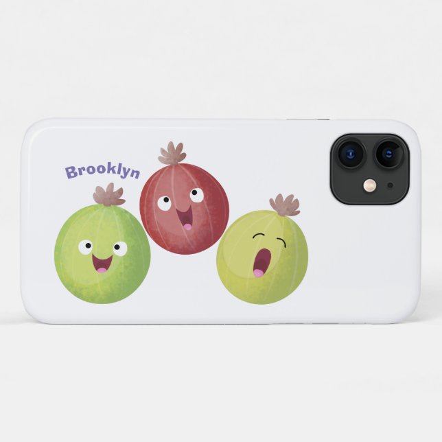 Niedliches Gooseberry-Trio mit Cartoon Case-Mate iPhone Hülle (Rückseite (Horizontal))