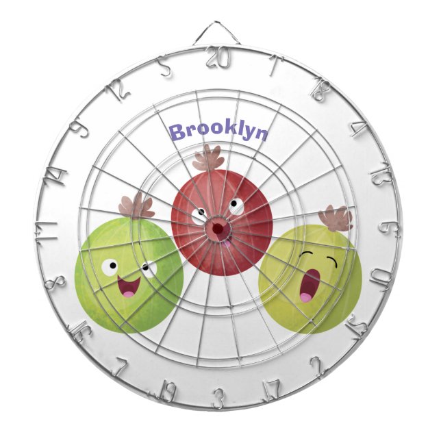 Niedliches Gooseberry-Trio mit Cartoon Dartscheibe (vorne)