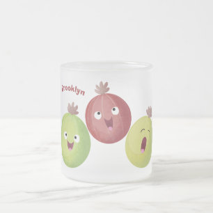 Niedliches Gooseberry-Trio mit Cartoon Mattglastasse
