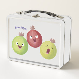 Niedliches Gooseberry-Trio mit Cartoon Metall Brotdose