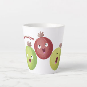 Niedliches Gooseberry-Trio mit Cartoon Milchtasse