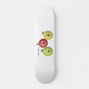 Niedliches Gooseberry-Trio mit Cartoon Skateboard