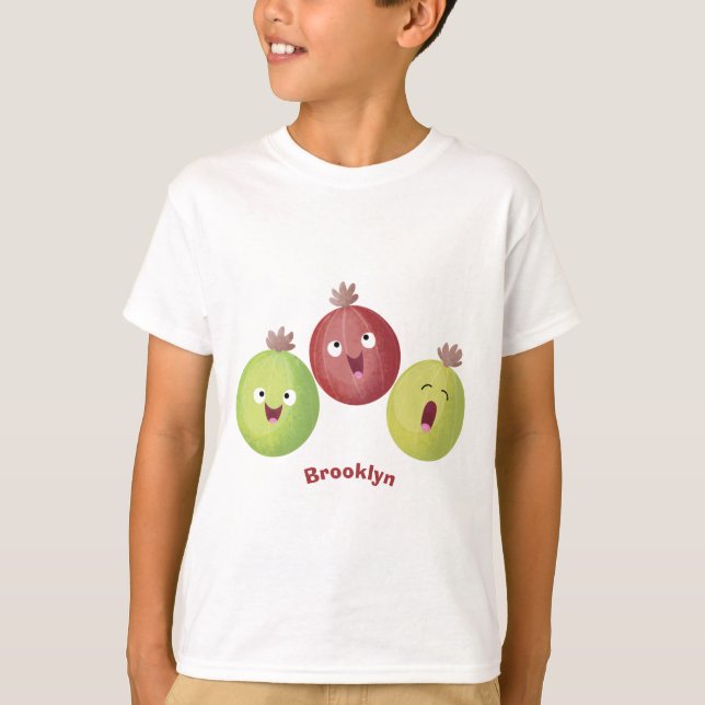 Niedliches Gooseberry-Trio mit Cartoon T-Shirt (Vorderseite)