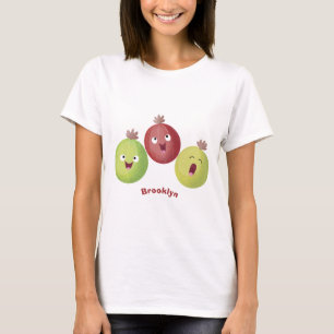 Niedliches Gooseberry-Trio mit Cartoon T-Shirt