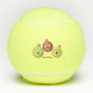Niedliches Gooseberry-Trio mit Cartoon Tennisbälle