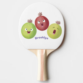 Niedliches Gooseberry-Trio mit Cartoon Tischtennis Schläger