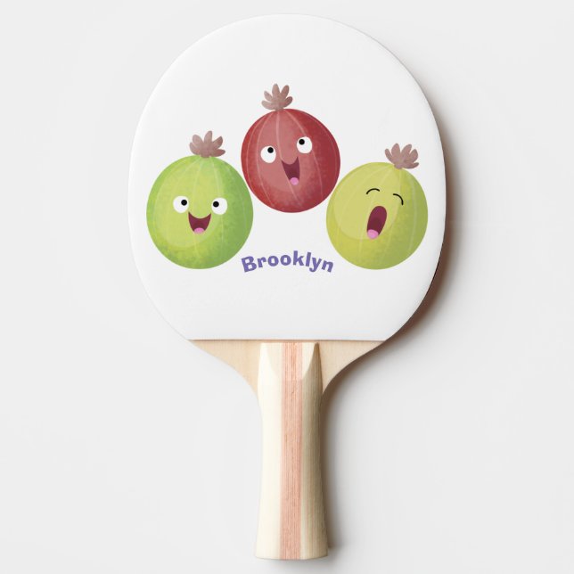 Niedliches Gooseberry-Trio mit Cartoon Tischtennis Schläger (Vorderseite)