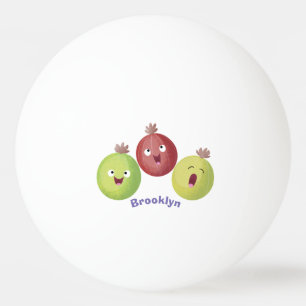 Niedliches Gooseberry-Trio mit Cartoon Tischtennisball