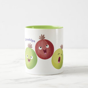 Niedliches Gooseberry-Trio mit Cartoon Zweifarbige Tasse