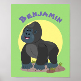 Niedliches Gorilla Cartoon Illustrationspaket Poster