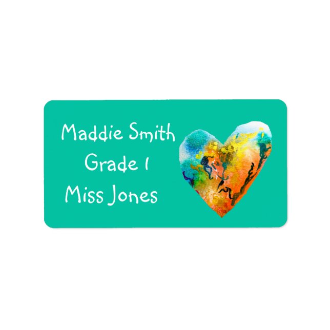 Niedliches Graffiti-Herzkinderbuch Adressaufkleber (Vorne)