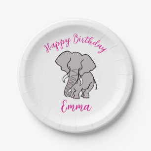 Niedliches grafisches ELEPHANT - Happy Birthday - Pappteller