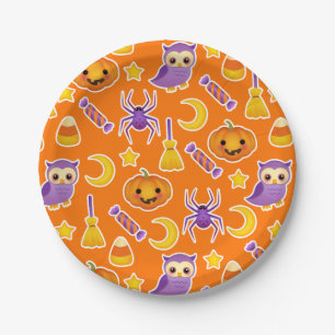 Niedliches grafisches Halloween-Muster Pappteller