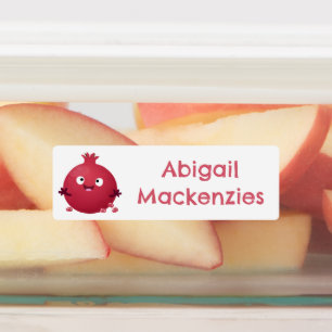 Niedliches Granatapfelfrucht Cartoon personalisier Etiketten