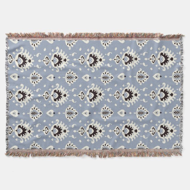 Niedliches graues beige ikat Stammes- Muster Decke (Vorderseite)