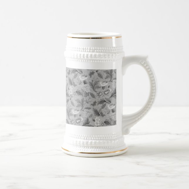 Niedliches, graues Blumenmuster Bierglas (Rechts)