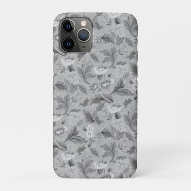 Niedliches, graues Blumenmuster Case-Mate iPhone Hülle (Rückseite)