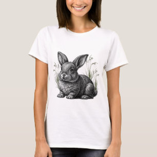 Niedliches graues Kaninchen im Gras T-Shirt
