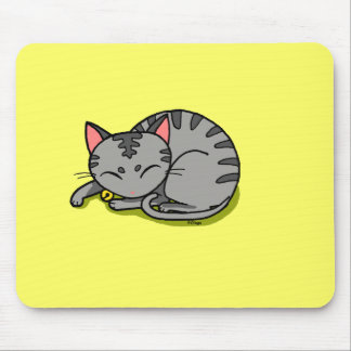 Niedliches graues Katzenschlafen Mousepad