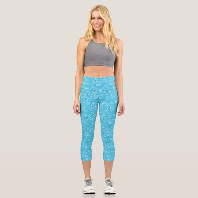 Niedliches graues Ornament Capri Leggings (Vorderseite)
