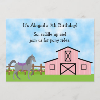 Niedliches graues Pferd Pony Rides Girls Einladung
