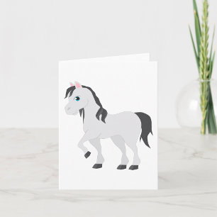Niedliches graues Pony Cartoon Whimsicalisches Pfe Karte