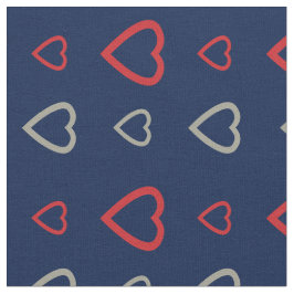 Niedliches graues rotes Herz Muster Mitternachtsbl Stoff