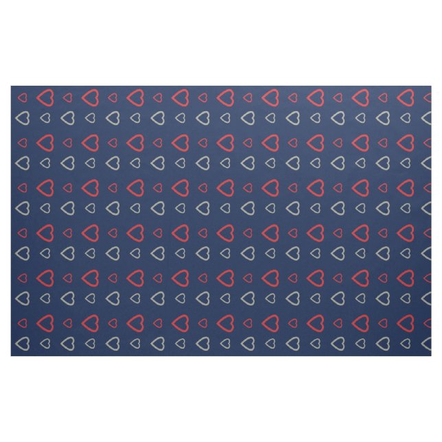Niedliches graues rotes Herz Muster Mitternachtsbl Stoff (Fat Quarter (45,7 x 55,9 cm))