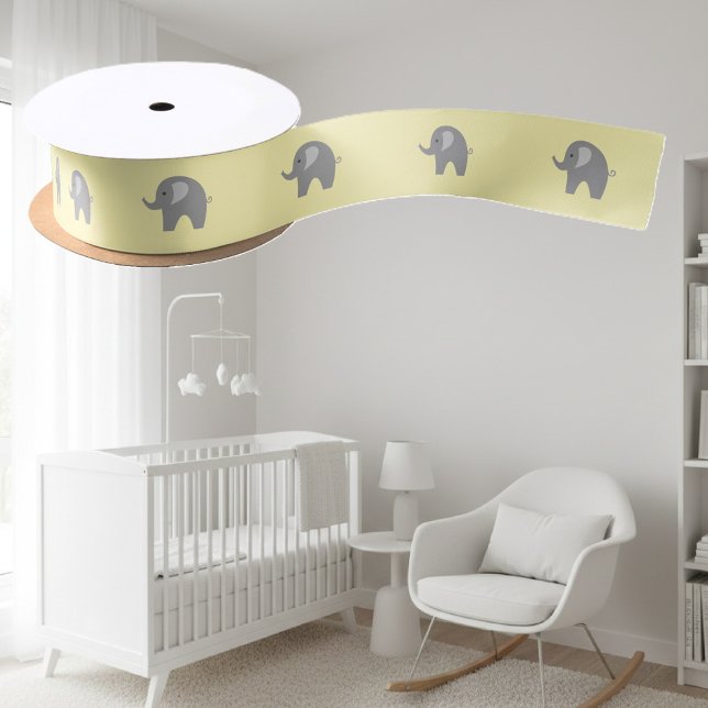 Niedliches graues Safarielefant-Babyduschenband Satinband (baby shower gift ribbon)