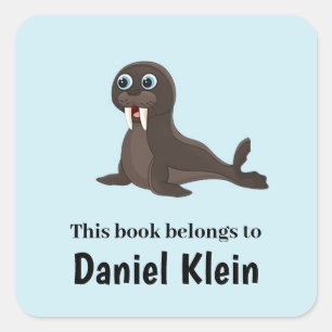 Niedliches graues Siegel blau Quadratischer Aufkleber