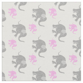 Niedliches graues und rosa Baby-Elefant-Muster Stoff