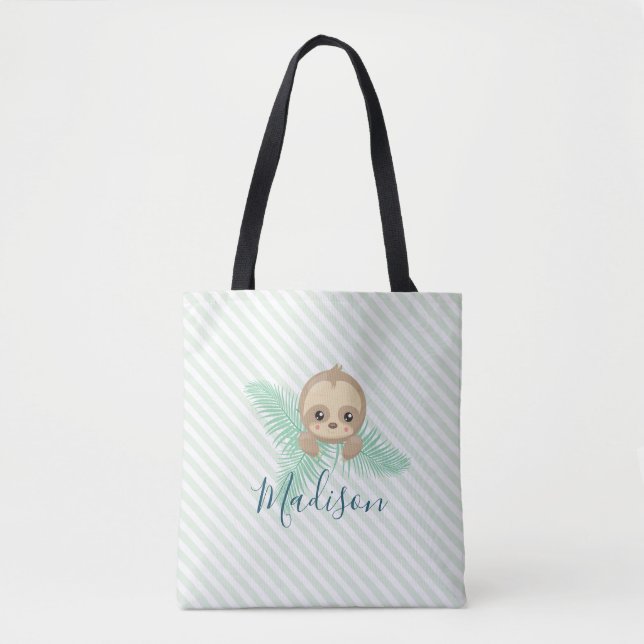 Niedliches Green Baby Slots Monogram Tote Bag (Vorderseite)