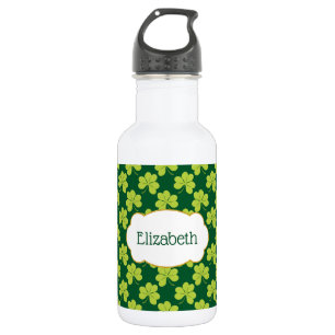 Niedliches Green Clover Kleeblatt Muster Edelstahlflasche
