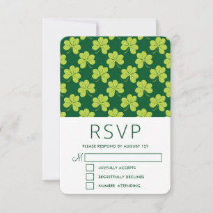Niedliches Green Clover Kleeblatt Muster RSVP Karte
