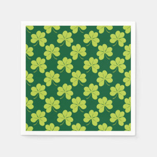 Niedliches Green Clover Kleeblatt Muster Serviette