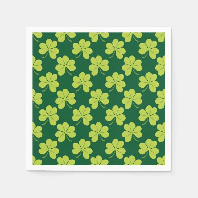 Niedliches Green Clover Kleeblatt Muster Serviette (Vorderseite)