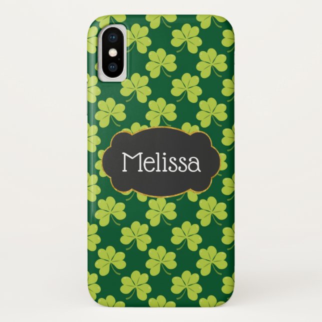 Niedliches Green Clover Pattern mit Extravagantem  Case-Mate iPhone Hülle (Rückseite)