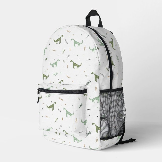 Niedliches Green Dinosaurier Muster Bedruckter Rucksack (Rückseitige Ecke Rechts)