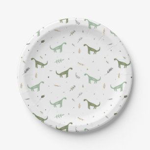 Niedliches Green Dinosaurier Muster Pappteller