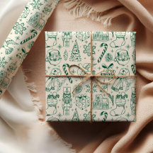 Niedliches "Green Doodle Weihnachtswrapping Paper"