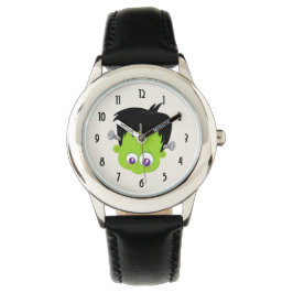 Niedliches Green Frankenstein Monster-Gesicht Hall Armbanduhr
